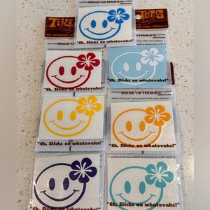 192. ONE Smiley Face Flower 2” design vinyl Stickers Made in Hawaii